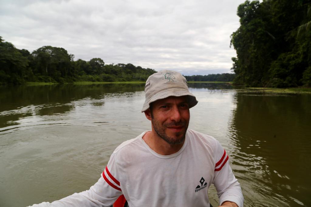Adi Barocas enjoying his first day on an oxbow lake in Manu National Park in pursuit of otters. 